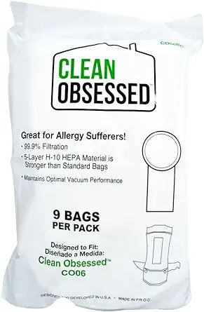 Clean Obsessed CO6BG Compatible HEPA Type Allergy Bags (9PK)