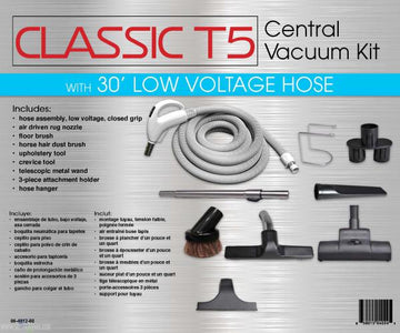 TITAN T5,CENTRAL VAC KIT-CLASSIC,30FT LOW VOLTAGE W/DELUXE TOOL KIT