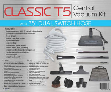 TCS Classic T5 Central Vacuum Kit 35ft Pigtail hose w/ Power Nozzle