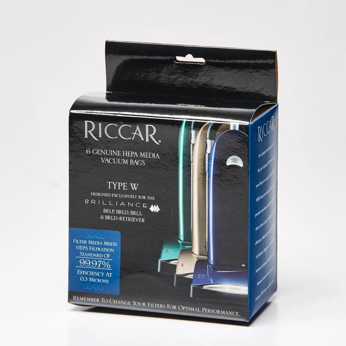 Riccar Genuine Brilliance Type W HEPA Media Bags 6pk